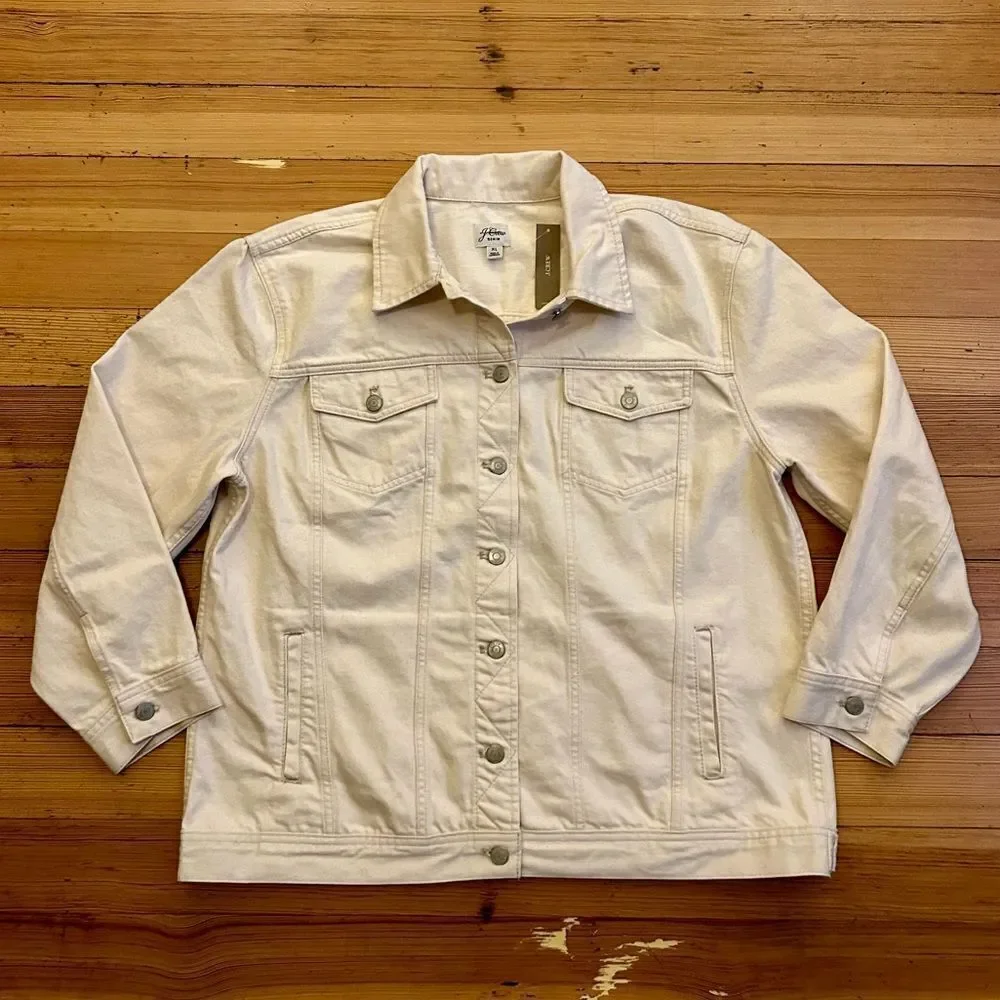 J. Crew Relaxed denim jacket in Ecru. Size XL. NWT.